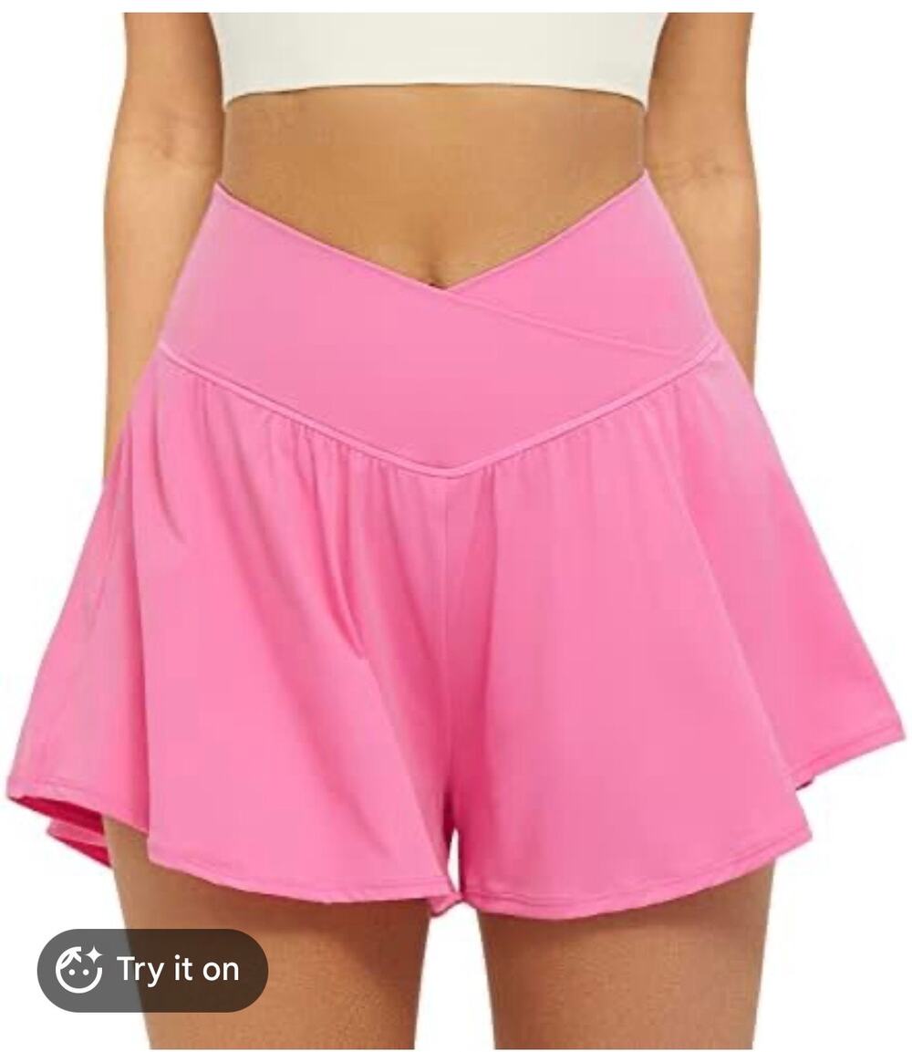 Women's Pink Flowy Running Shorts